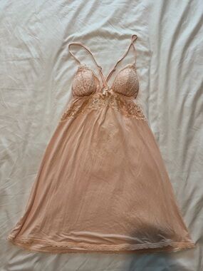 Delicate Lace Trim Pink Sleepslip